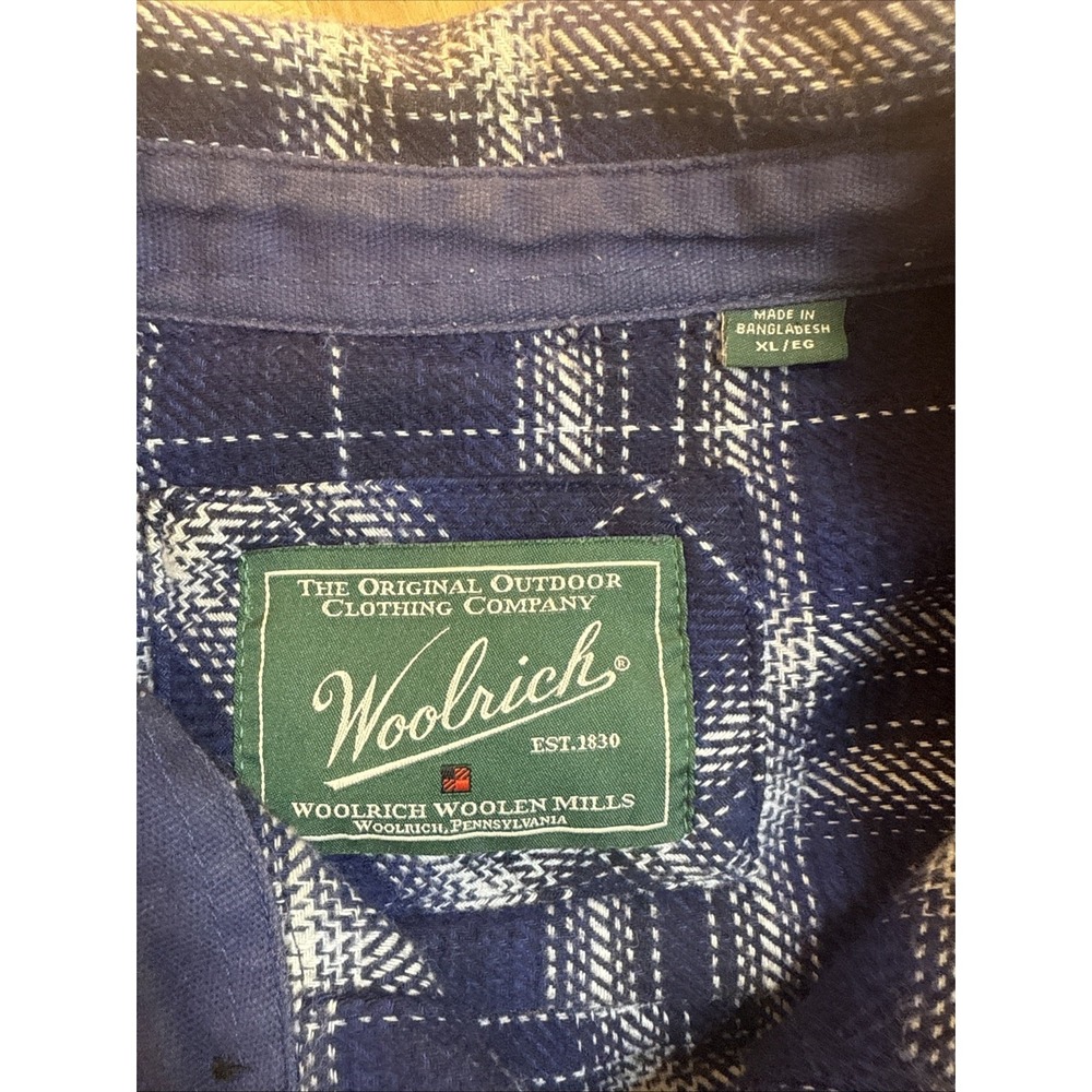 Woolrich Shirt Mens XL Blue Plaid Brawny Flannel Thick Shacket Gorpcore Outdoors - Picture 5 of 8
